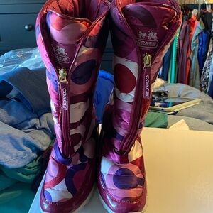 Coach pink and Purple Patterned Boots